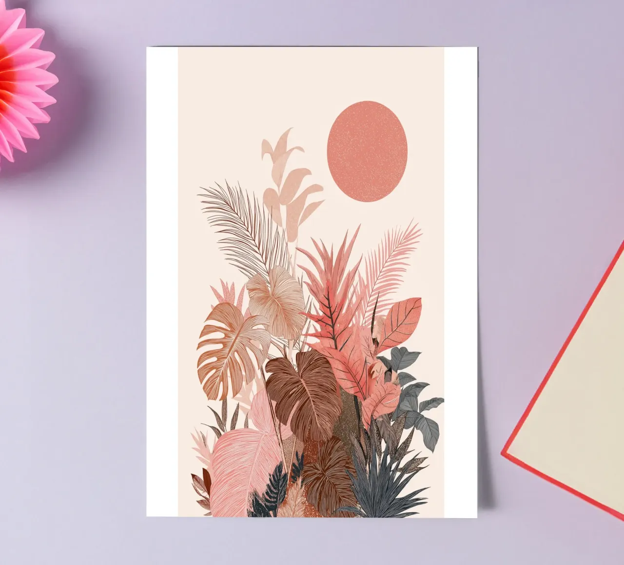 Tropischer Sonnenuntergang Botanicals - Boho Erdtöne Druck Stickerbogen von vintagepod