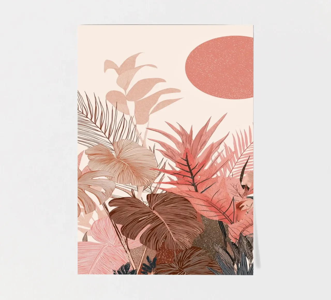 Tropischer Sonnenuntergang Botanicals - Boho Erdtöne Druck Stickerbogen von vintagepod