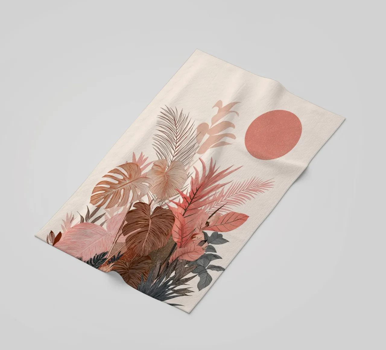 Botaniche del tramonto tropicale - Stampa boho sui toni della terra telo mare da vintagepod