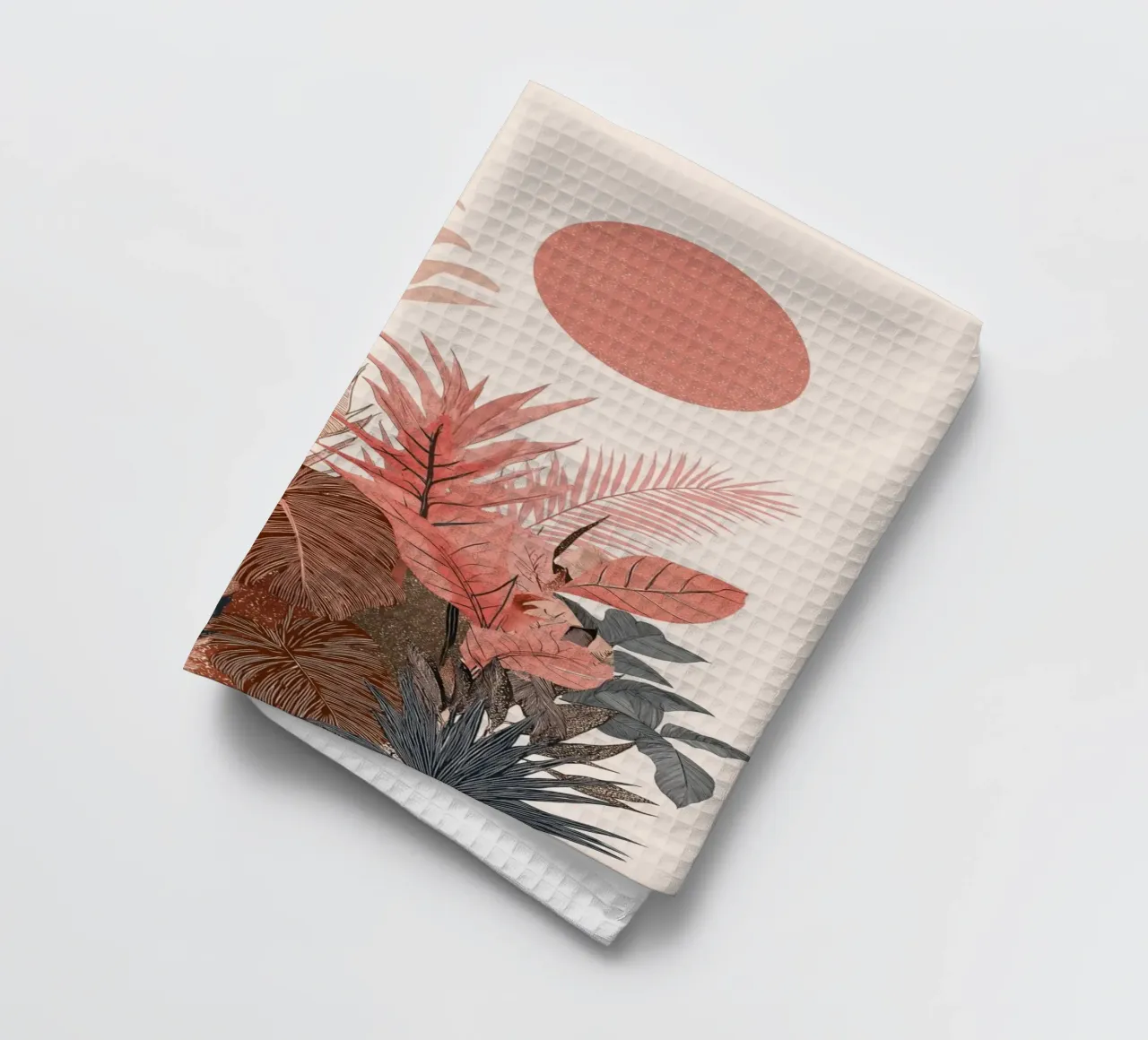 Botaniche del tramonto tropicale - Stampa boho sui toni della terra canovaccio da cucina da vintagepod