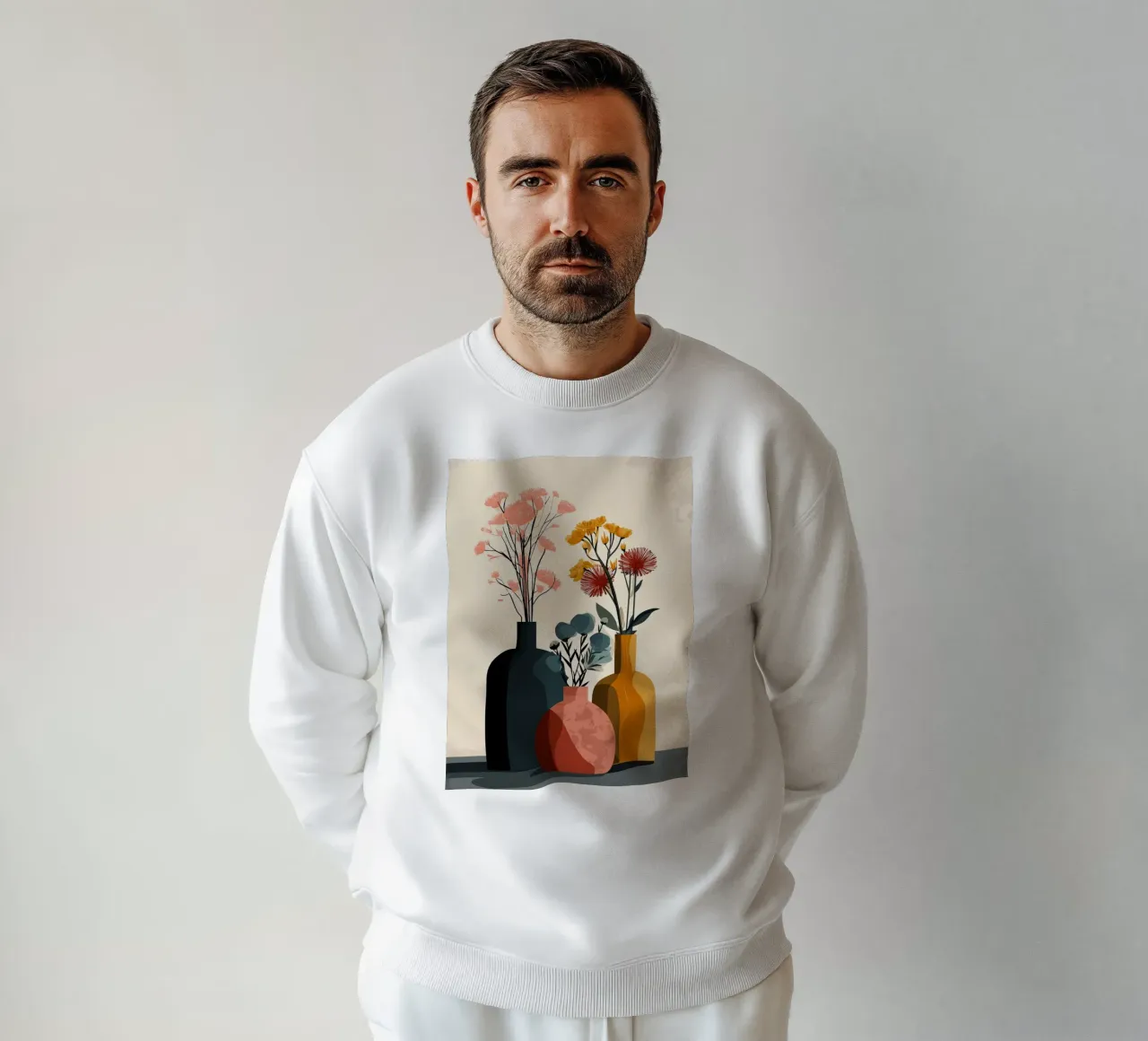 Vasi astratti Boho - Composizione floreale sui toni della terra felpa da vintagepod