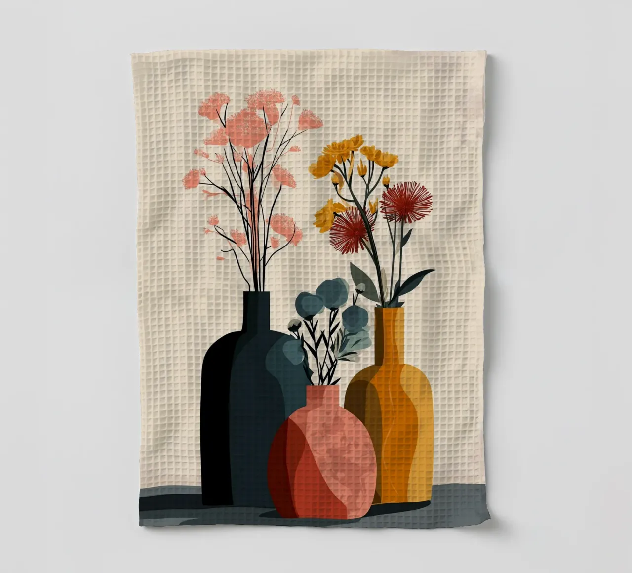 Vasi astratti Boho - Composizione floreale sui toni della terra canovaccio da cucina da vintagepod