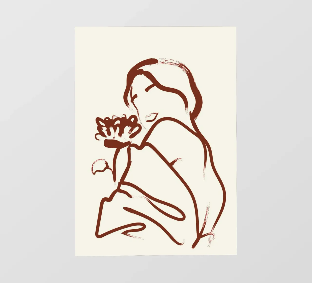 Donna e fiore minimalista - Line art astratta pellicola backlit da vintagepod