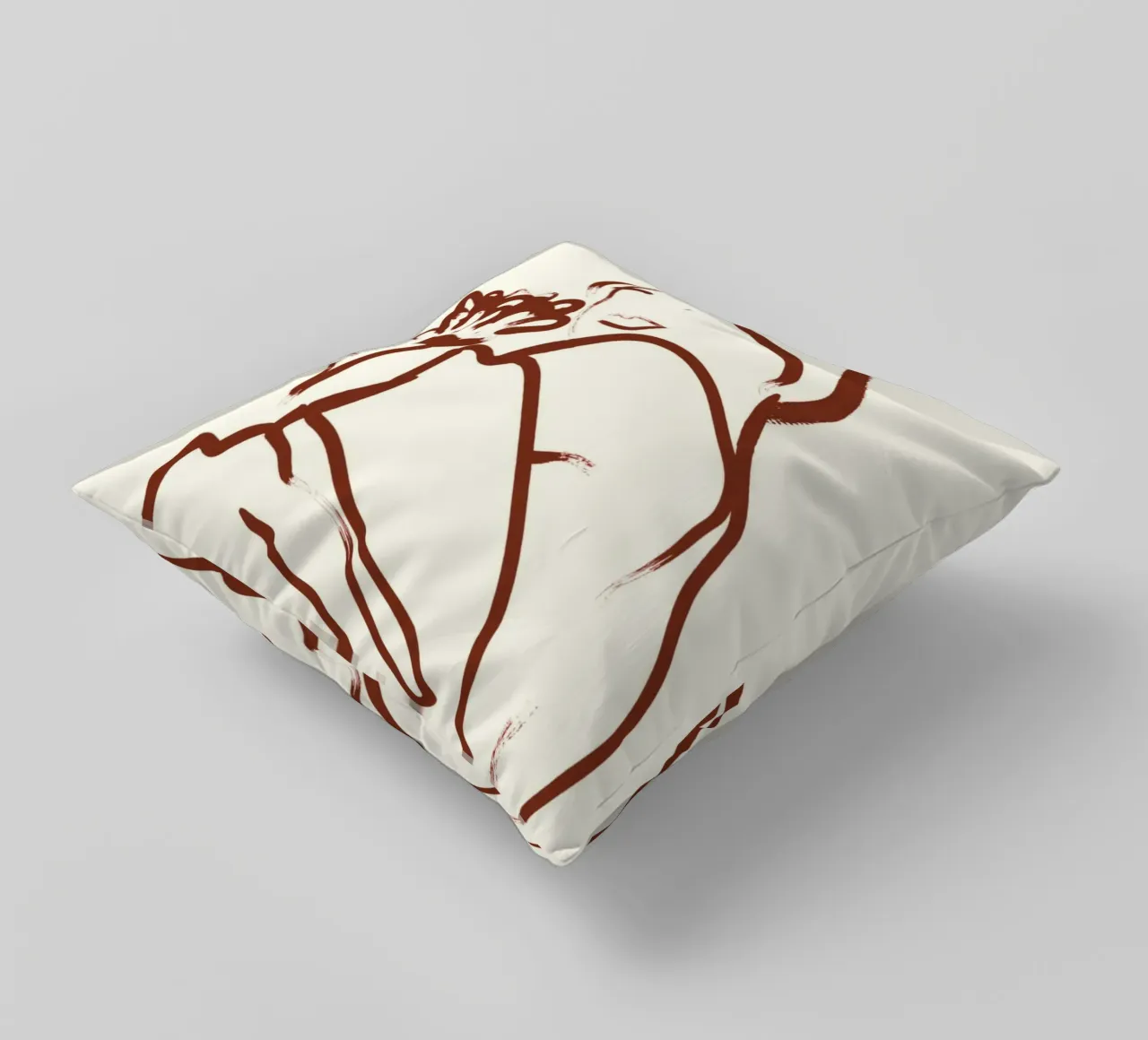 Donna e fiore minimalista - Line art astratta cuscino da vintagepod