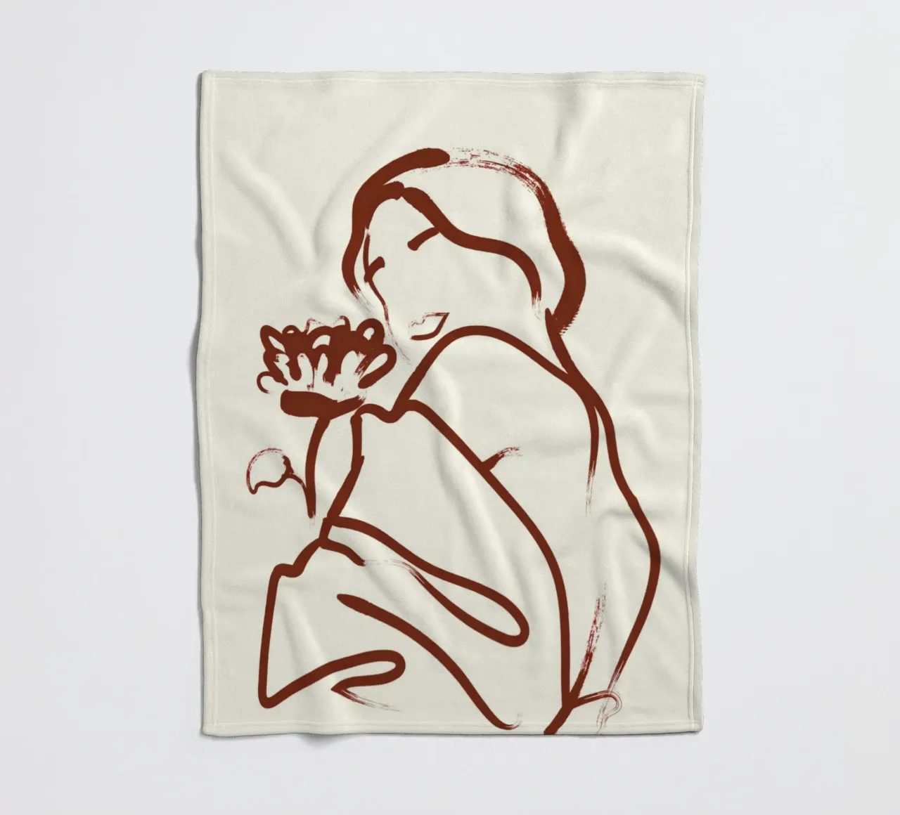 Donna e fiore minimalista - Line art astratta coperta in pile da vintagepod
