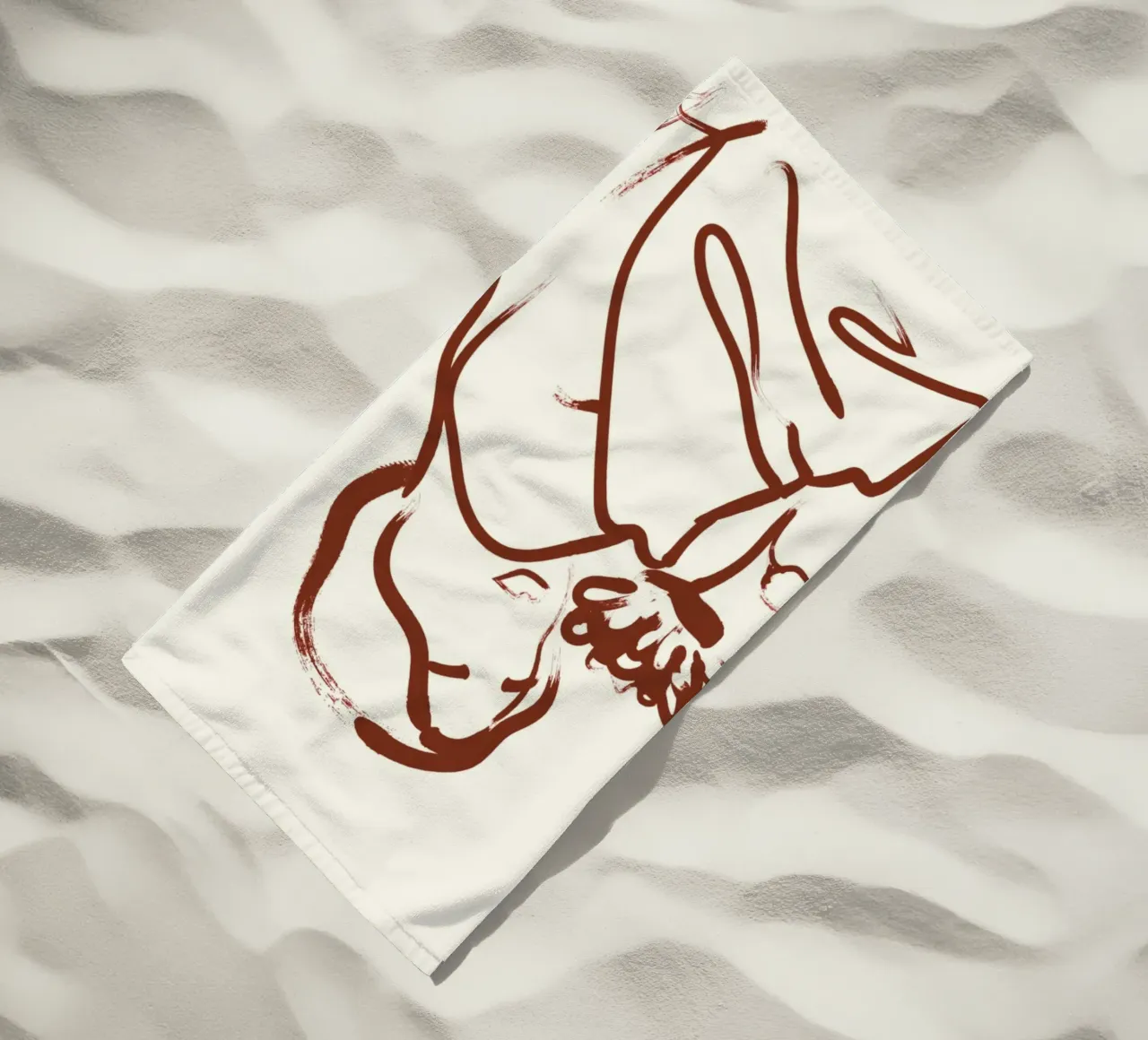 Donna e fiore minimalista - Line art astratta telo mare da vintagepod