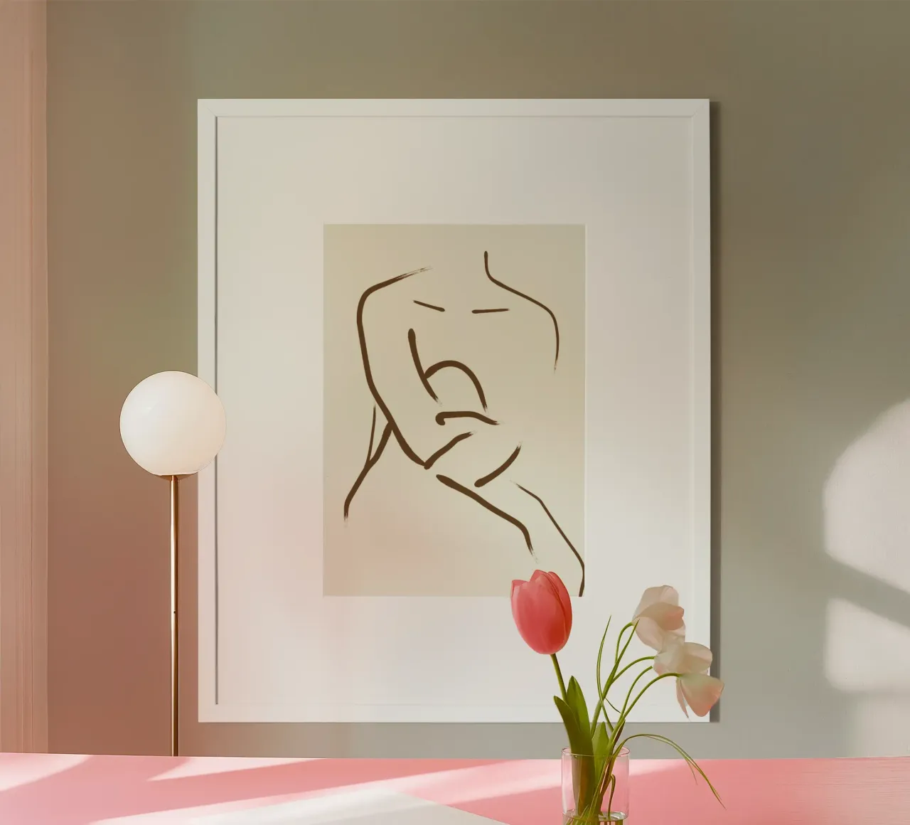 Abstract Embrace Line Art - Minimalist Figure Study Poster von vintagepod
