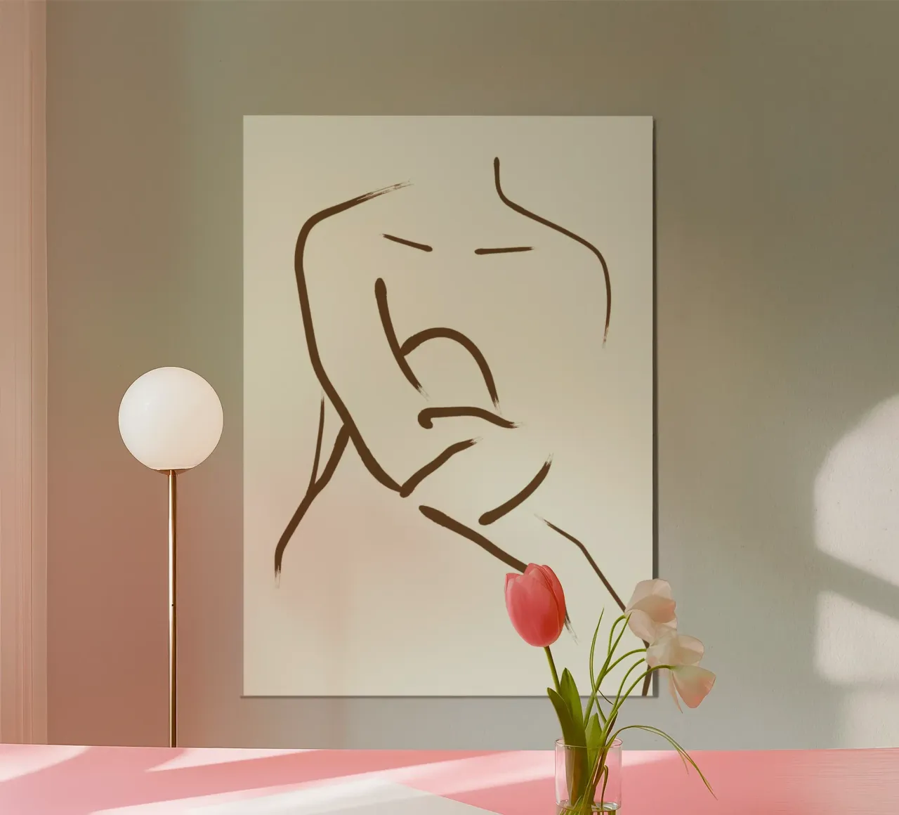 Abstract Embrace Line Art - Minimalist Figure Study Poster von vintagepod