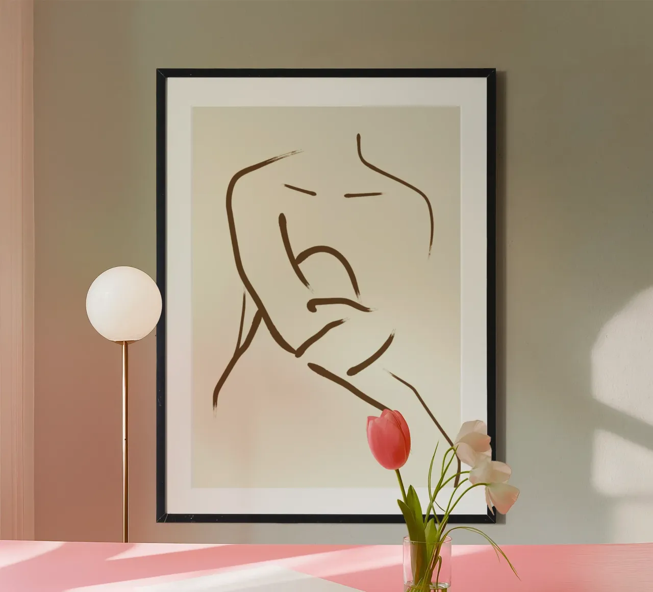 Abstract Embrace Line Art - Minimalist Figure Study Poster von vintagepod