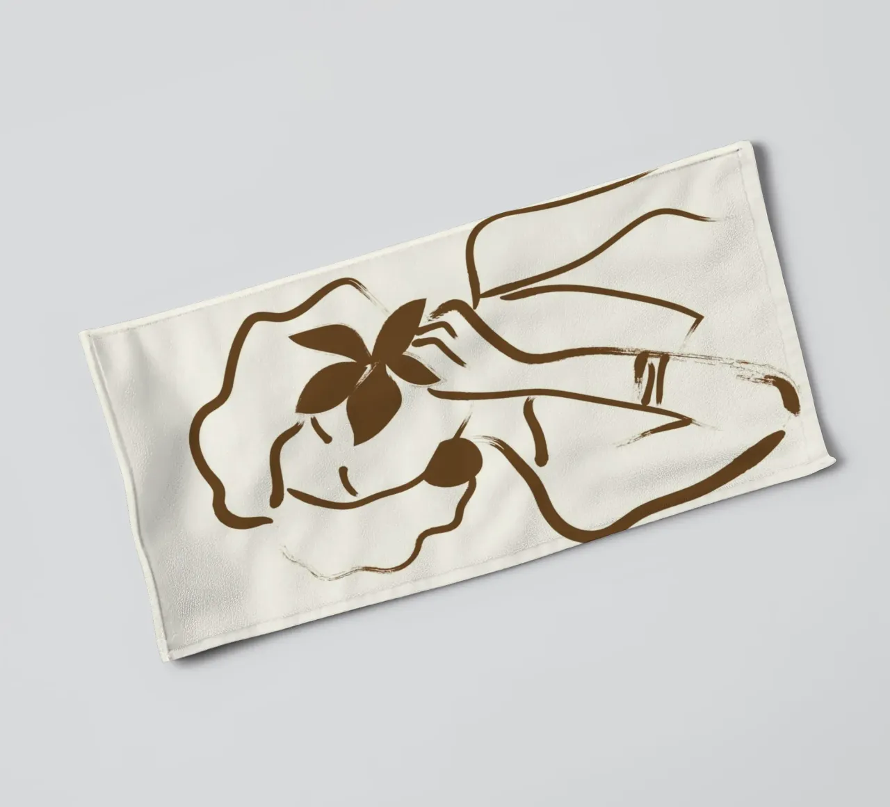 Donna e foglia bohémien - Ritratto minimalista in linea d'arte asciugamano da bagno da vintagepod