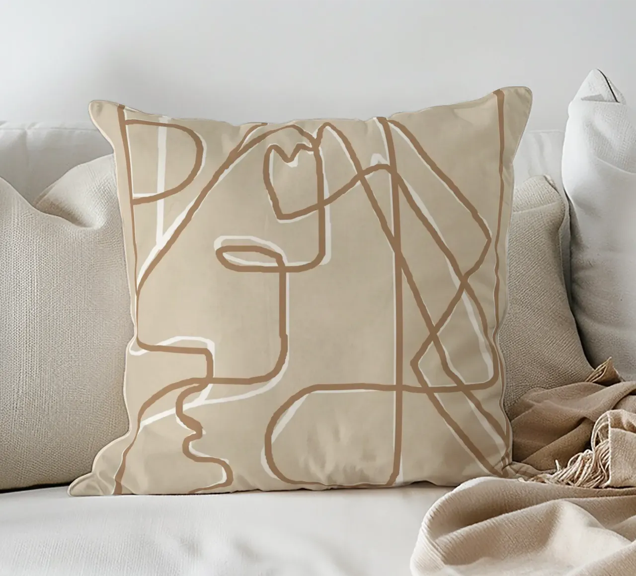 Abstract Face Sketch 2 cuscino da Nadjaa