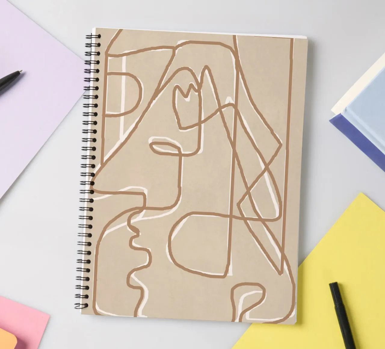 Abstract Face Sketch 2 diario ad anelli da Nadjaa