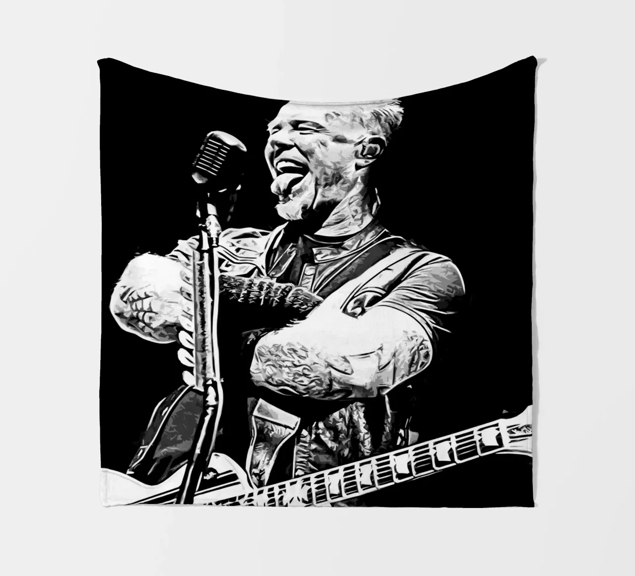 Arte di James Hetfield in bianco e nero coperta in pile da music soul
