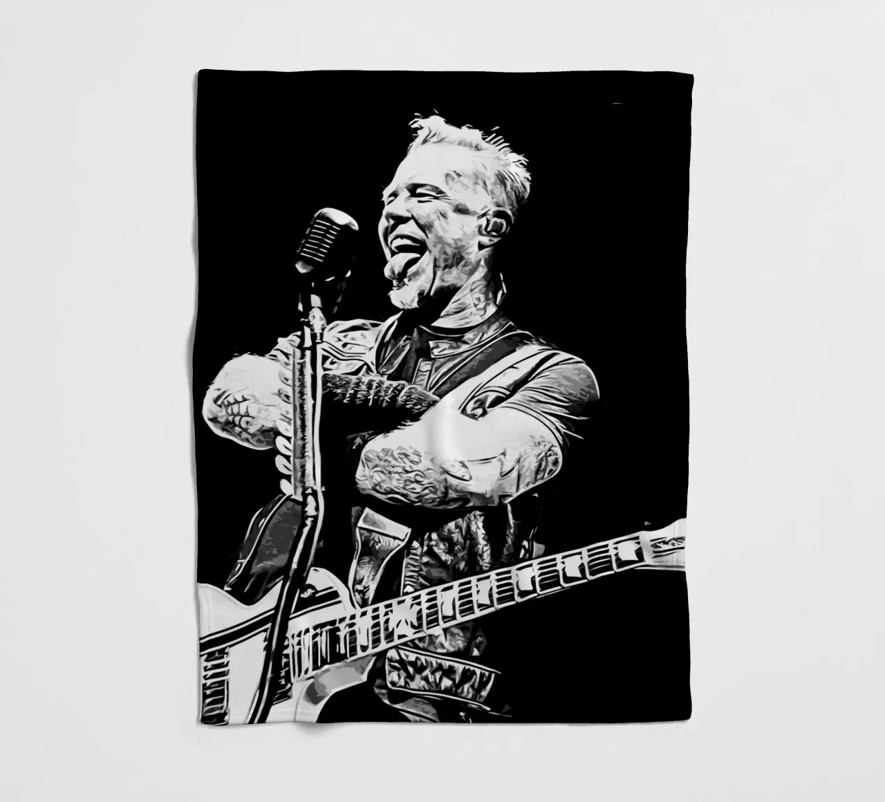 Arte di James Hetfield in bianco e nero coperta in pile da music soul