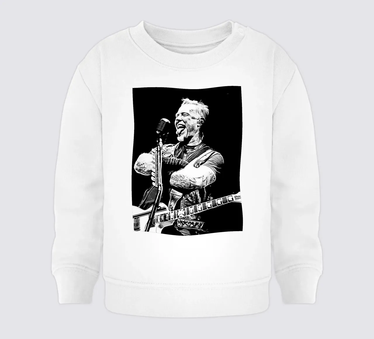Arte di James Hetfield in bianco e nero felpa neonato da music soul