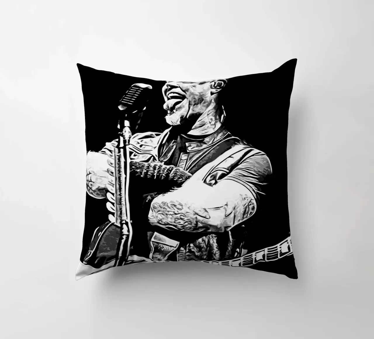 Arte di James Hetfield in bianco e nero cuscino da music soul