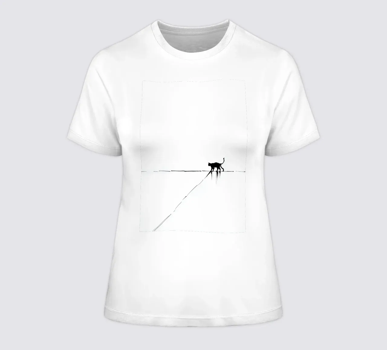 Minimal Cat on a Line t-shirt da donna da cityart