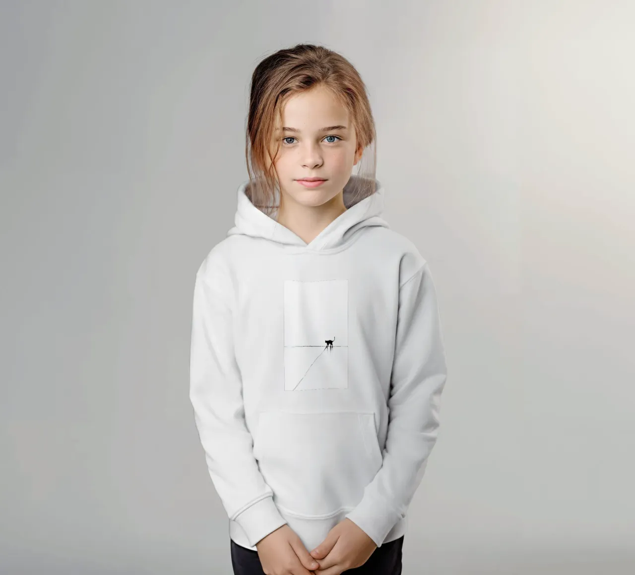 Minimal Cat on a Line felpa bambino con cappuccio da cityart