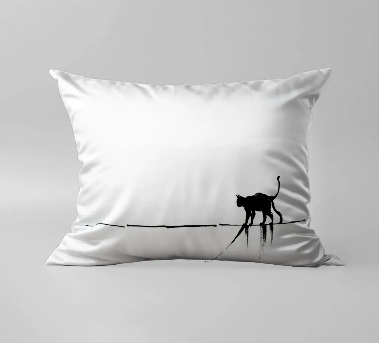 Minimal Cat on a Line decorative cushion by cityart