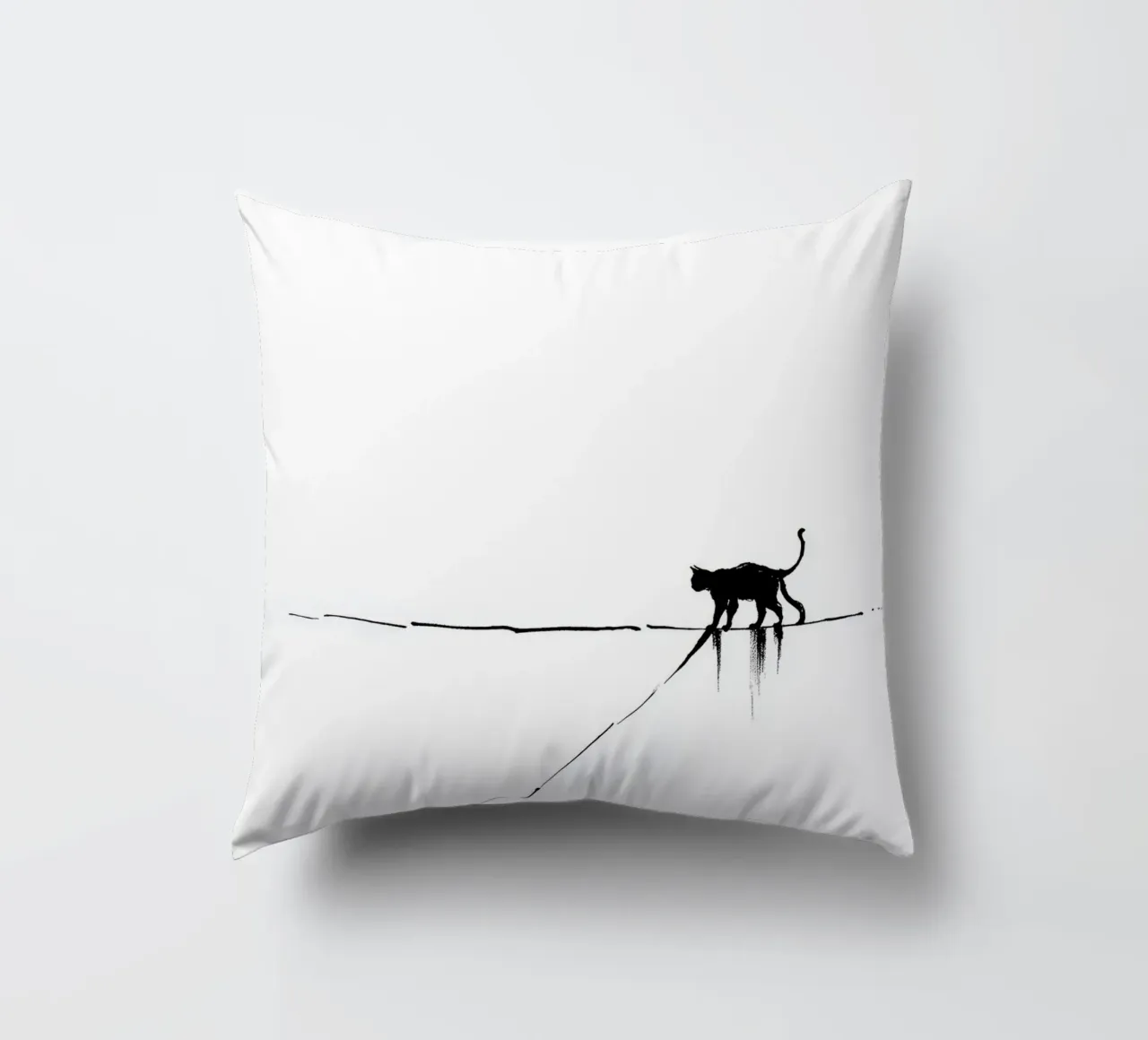 Minimal Cat on a Line decorative cushion by cityart