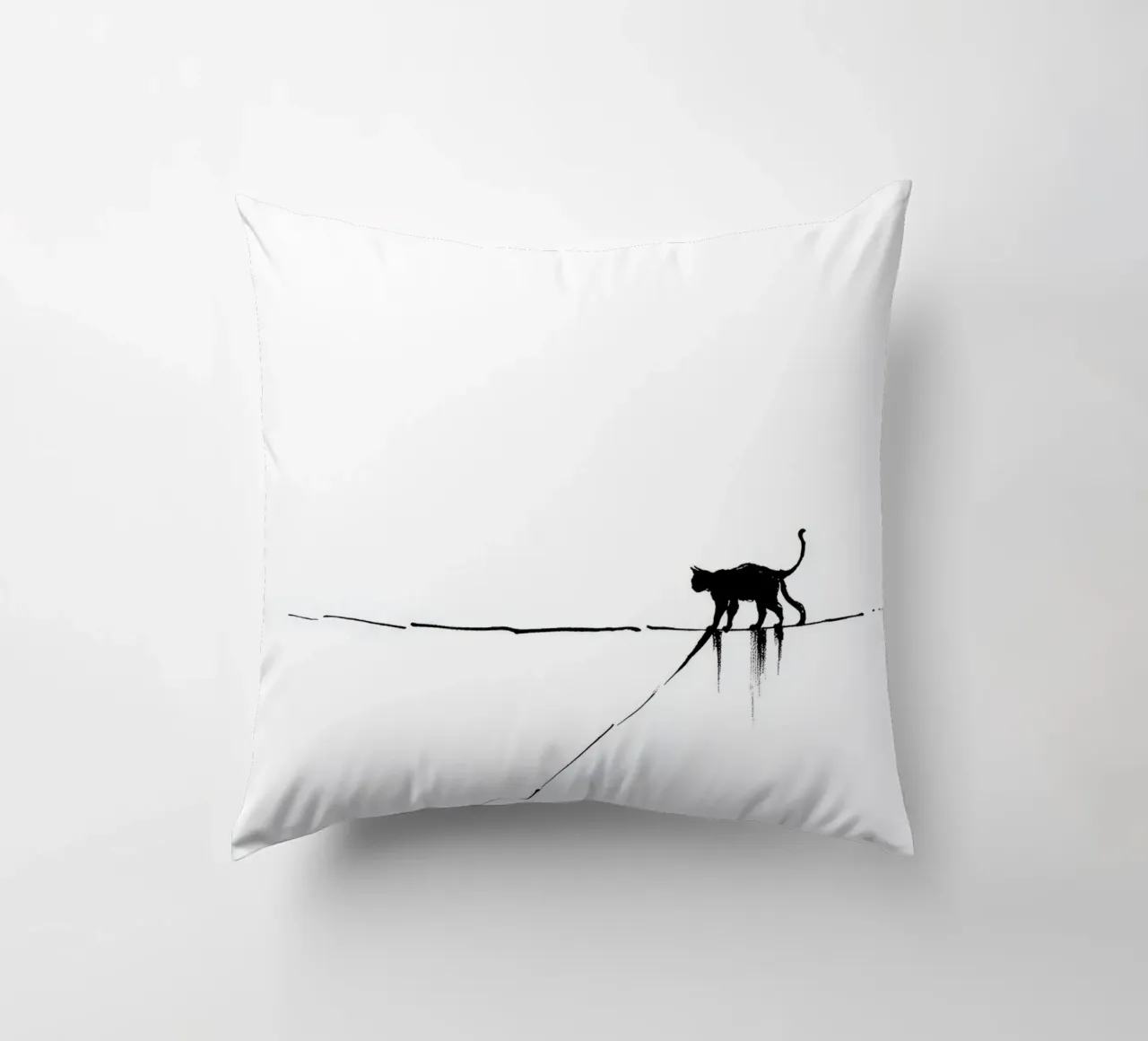 Minimal Cat on a Line decorative cushion by cityart