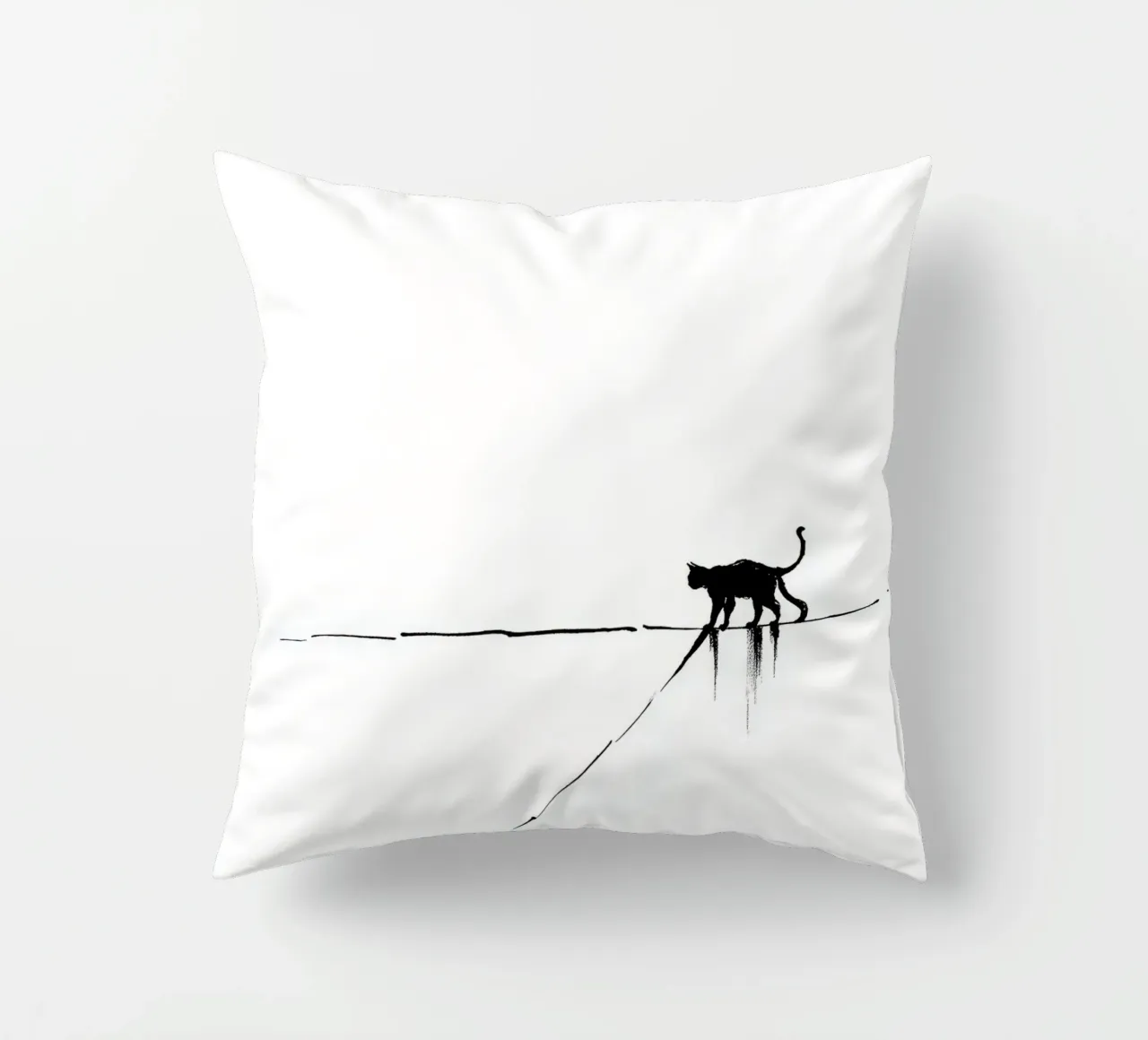 Minimal Cat on a Line decorative cushion by cityart