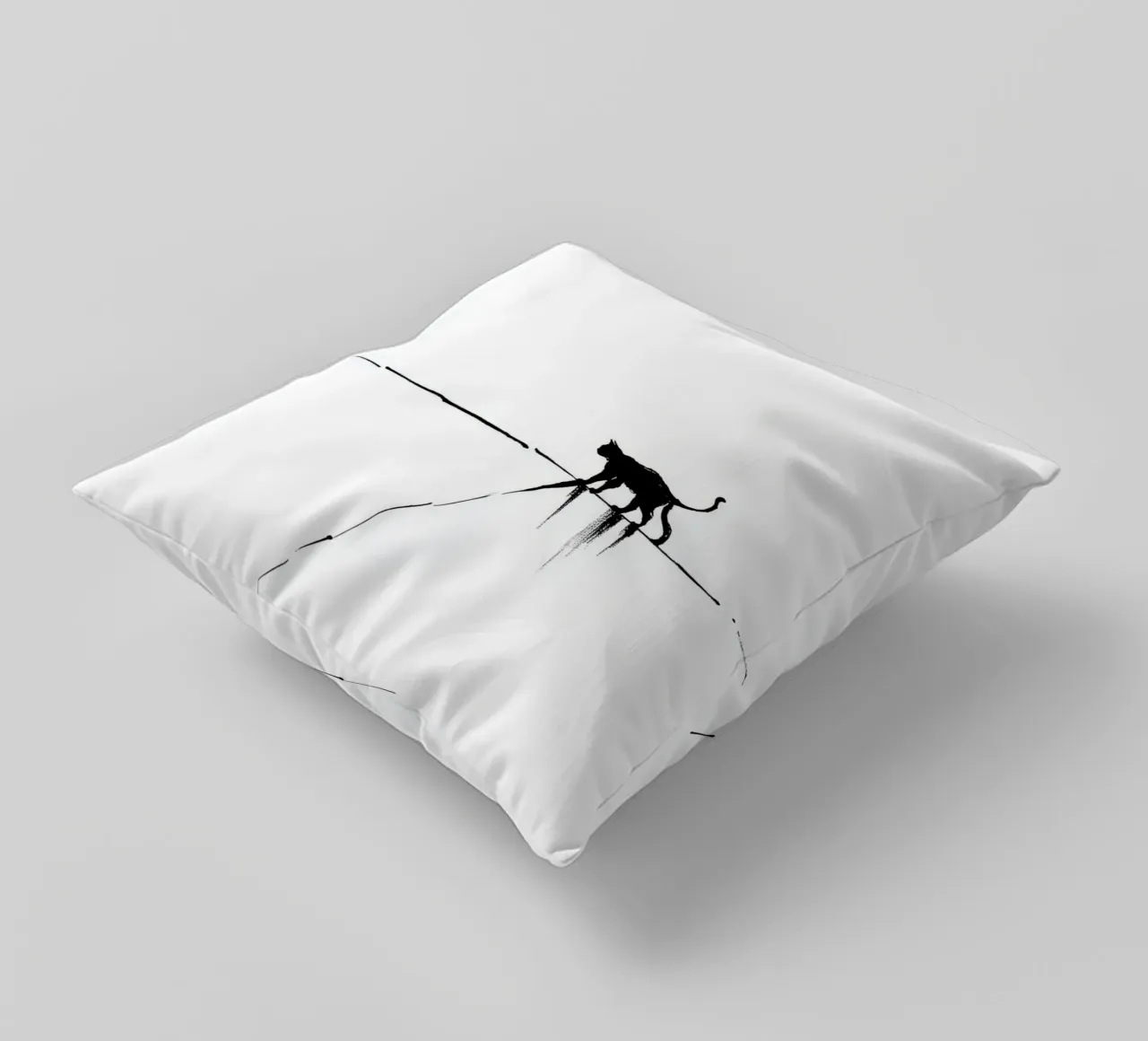 Minimal Cat on a Line decorative cushion by cityart