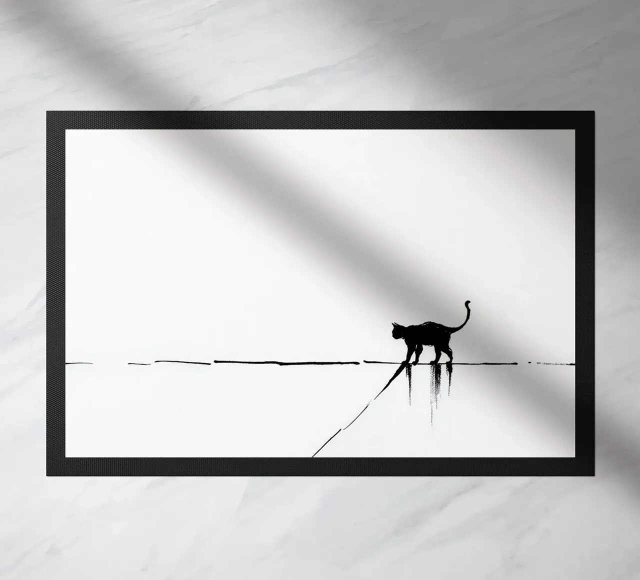 Minimal Cat on a Line doormat by cityart