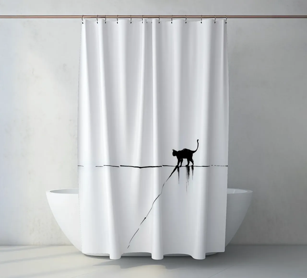 Minimal Cat on a Line tenda da doccia da cityart