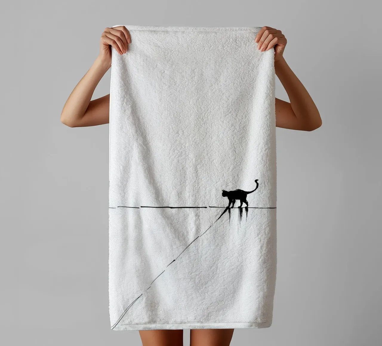 Minimal Cat on a Line asciugamano da bagno da cityart