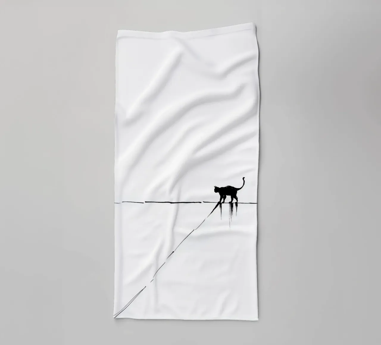 Minimal Cat on a Line asciugamano da bagno da cityart