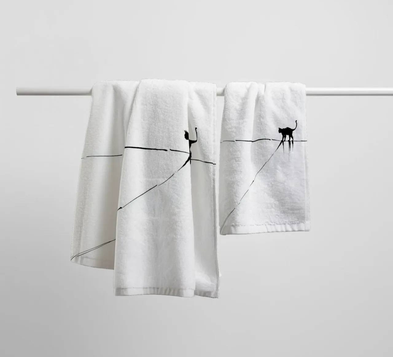 Minimal Cat on a Line asciugamano da bagno da cityart