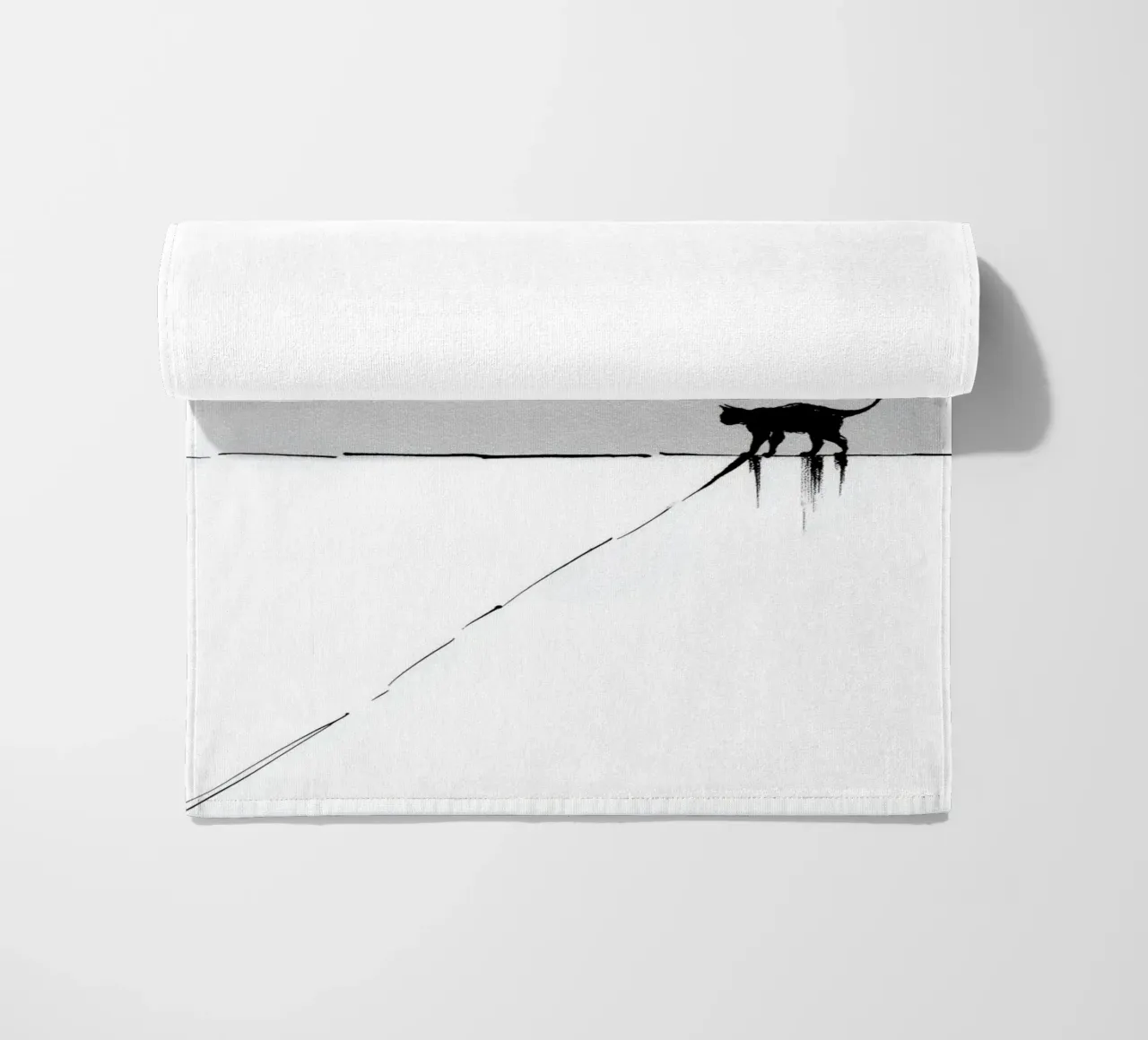 Minimal Cat on a Line Strandtuch von cityart