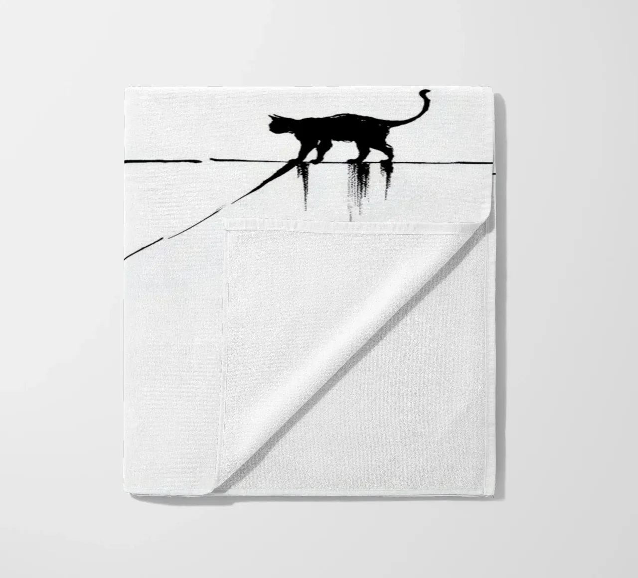 Minimal Cat on a Line Strandtuch von cityart