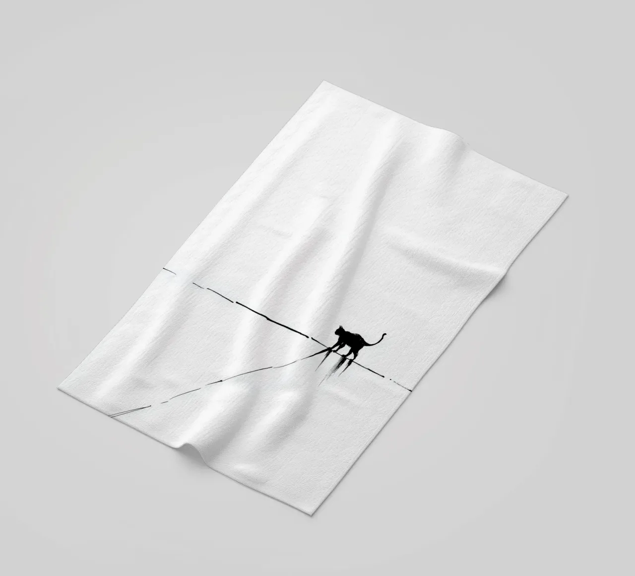 Minimal Cat on a Line Strandtuch von cityart
