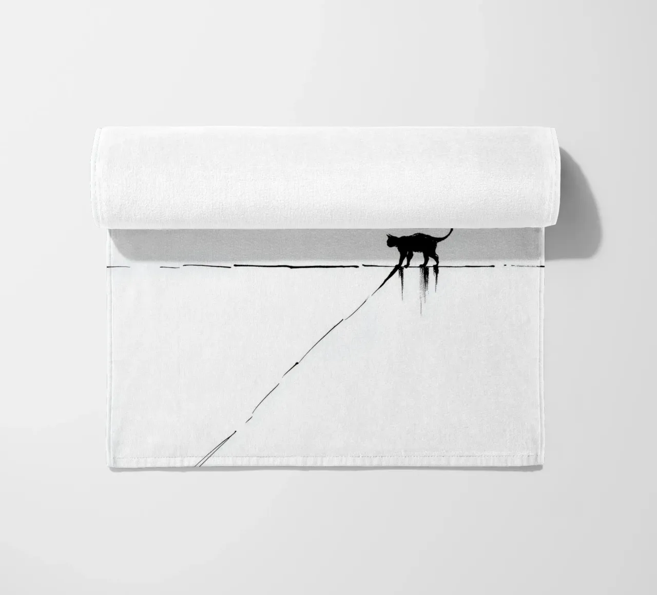 Minimal Cat on a Line Strandtuch von cityart