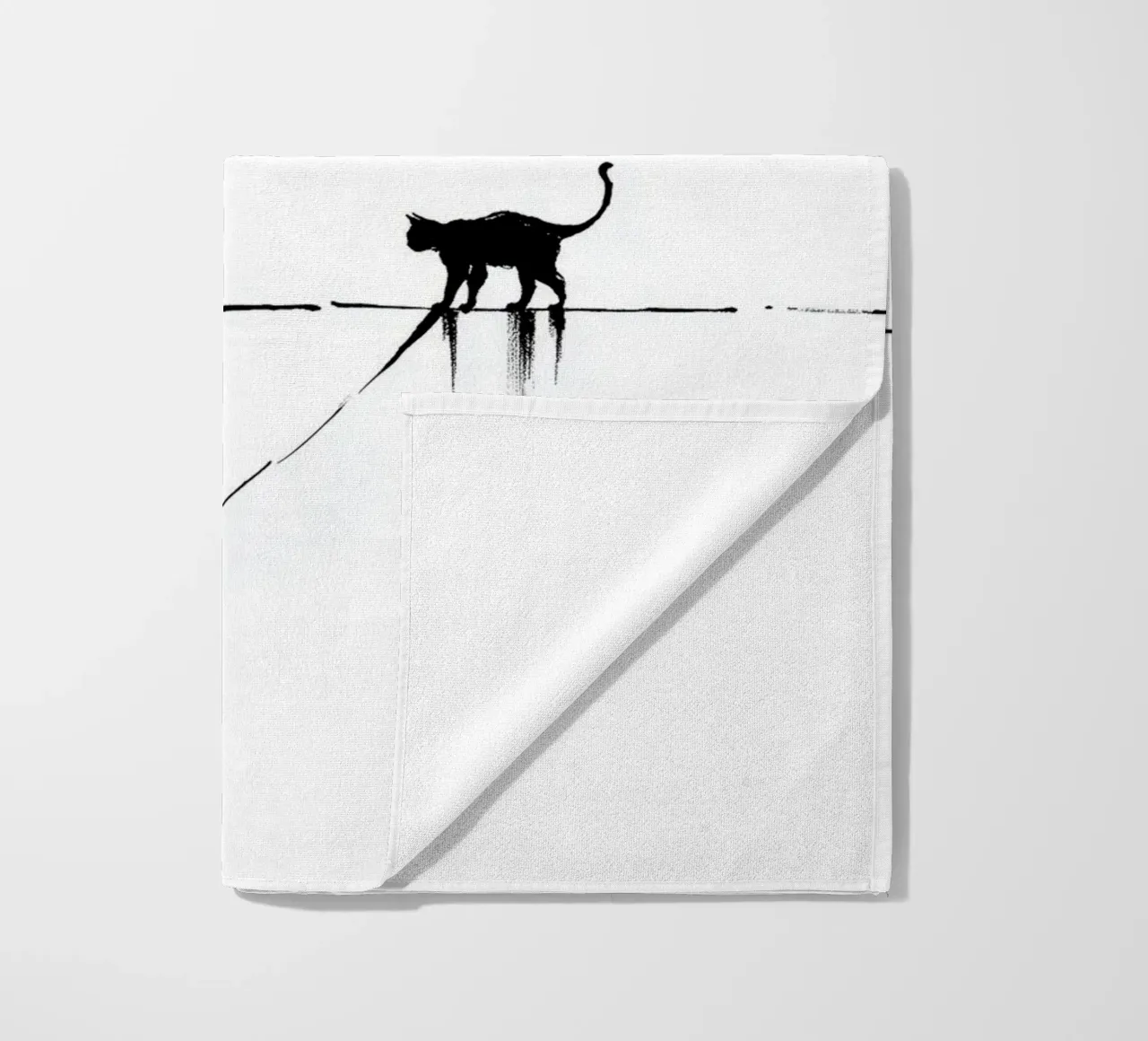 Minimal Cat on a Line Strandtuch von cityart