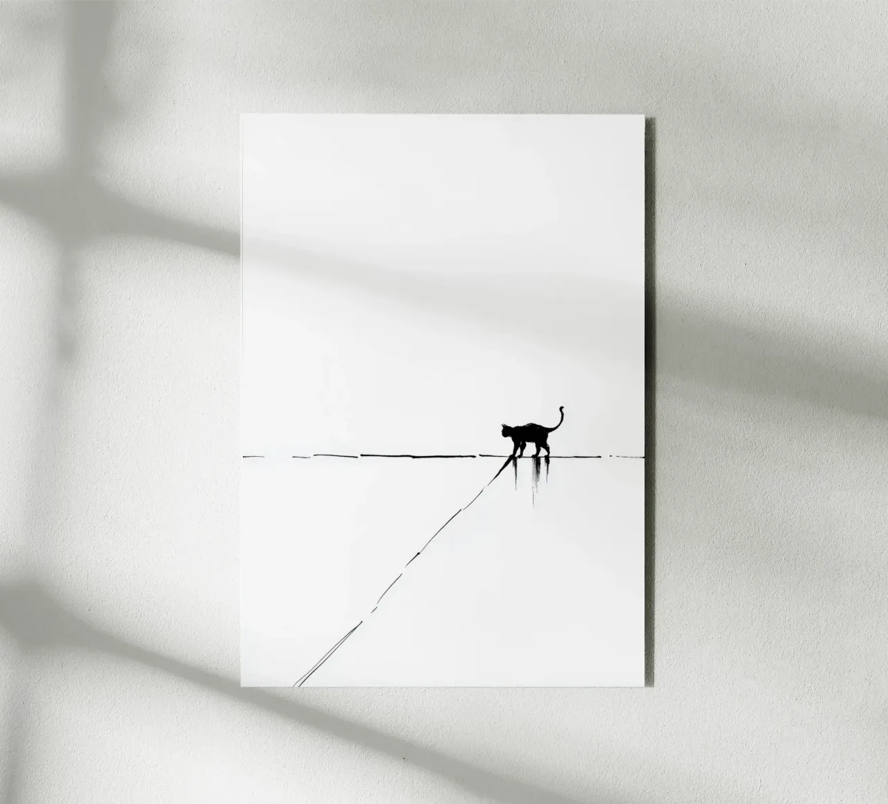 Minimal Cat on a Line alluminio dibond da cityart