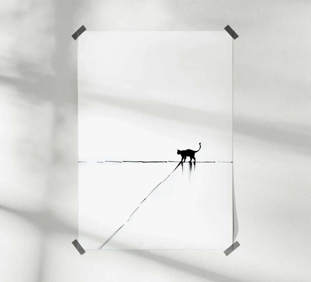Minimal Cat on a Line carta hahnemühle da cityart