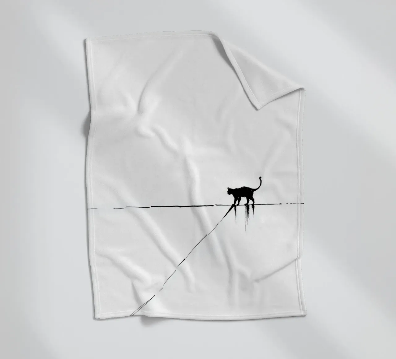 Minimal Cat on a Line coperta in pile da cityart