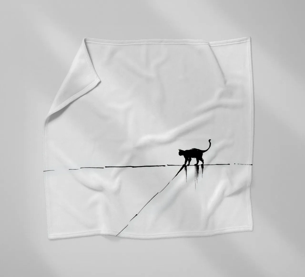 Minimal Cat on a Line coperta in pile da cityart