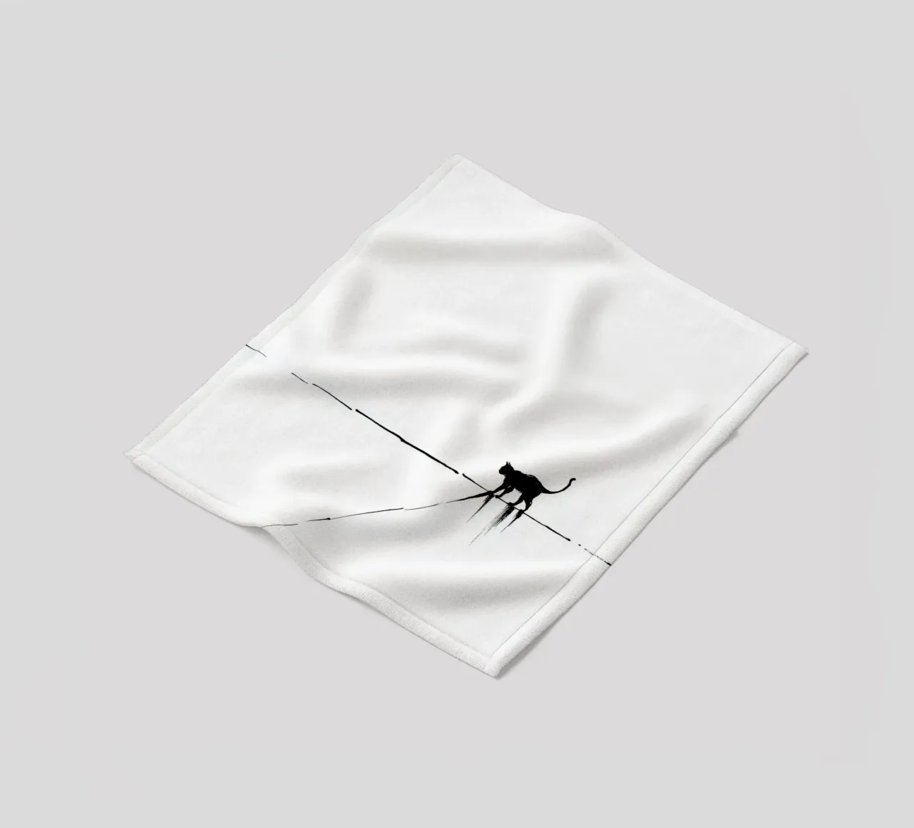 Minimal Cat on a Line coperta in pile da cityart