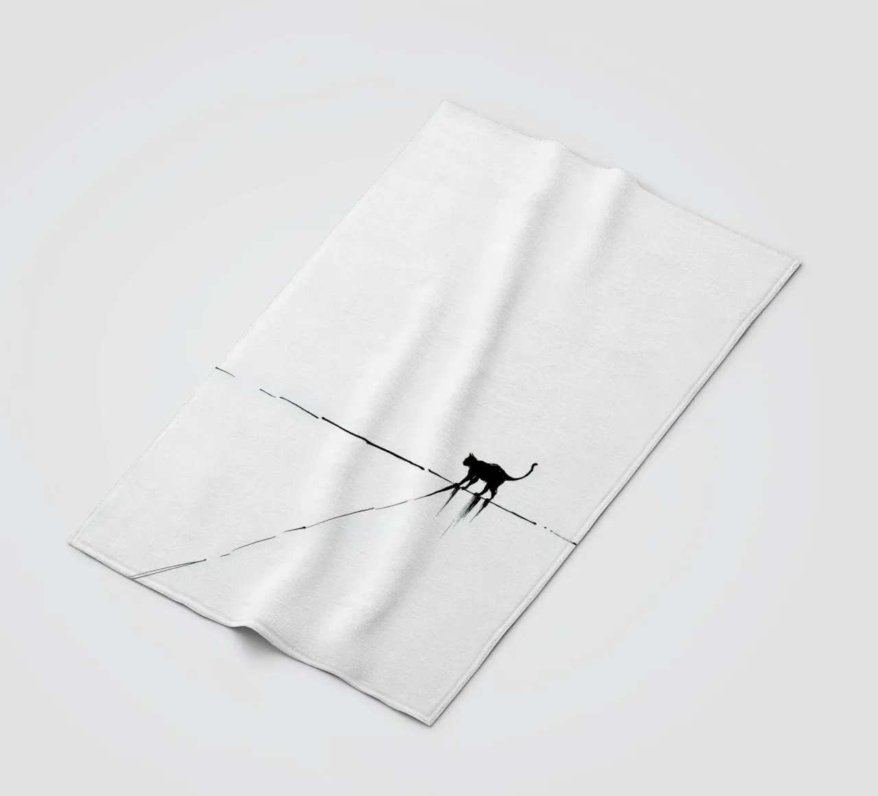 Minimal Cat on a Line coperta in pile da cityart