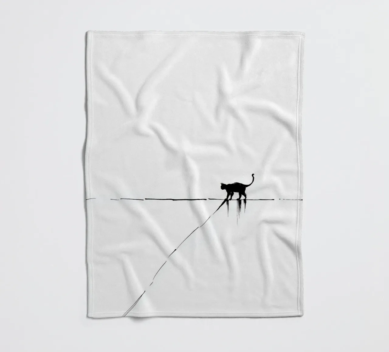 Minimal Cat on a Line coperta in pile da cityart