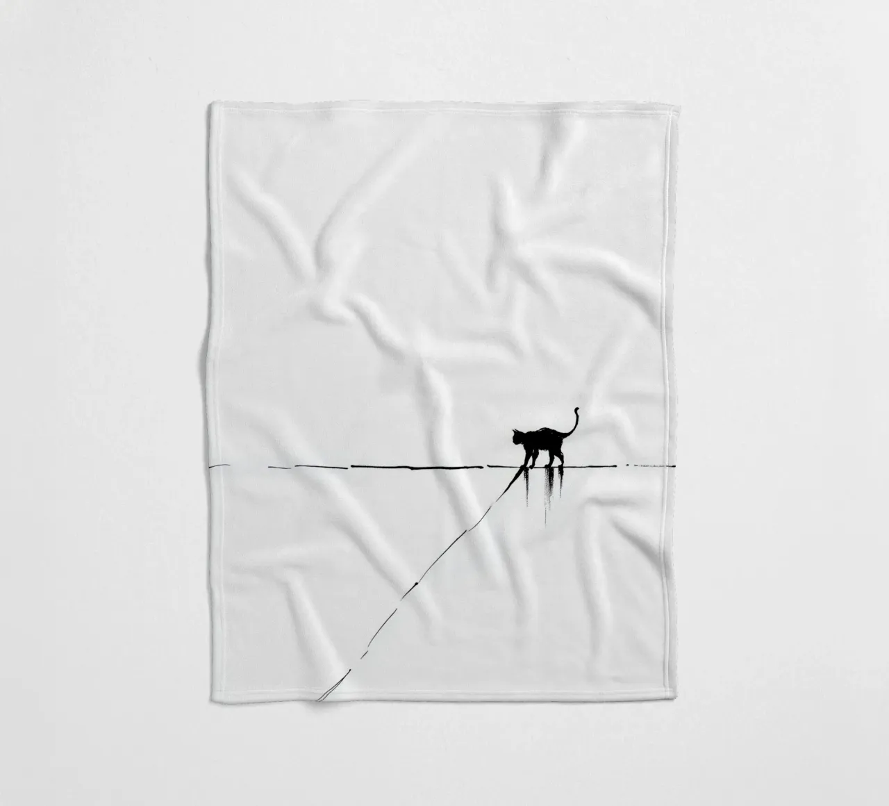 Minimal Cat on a Line coperta in pile da cityart