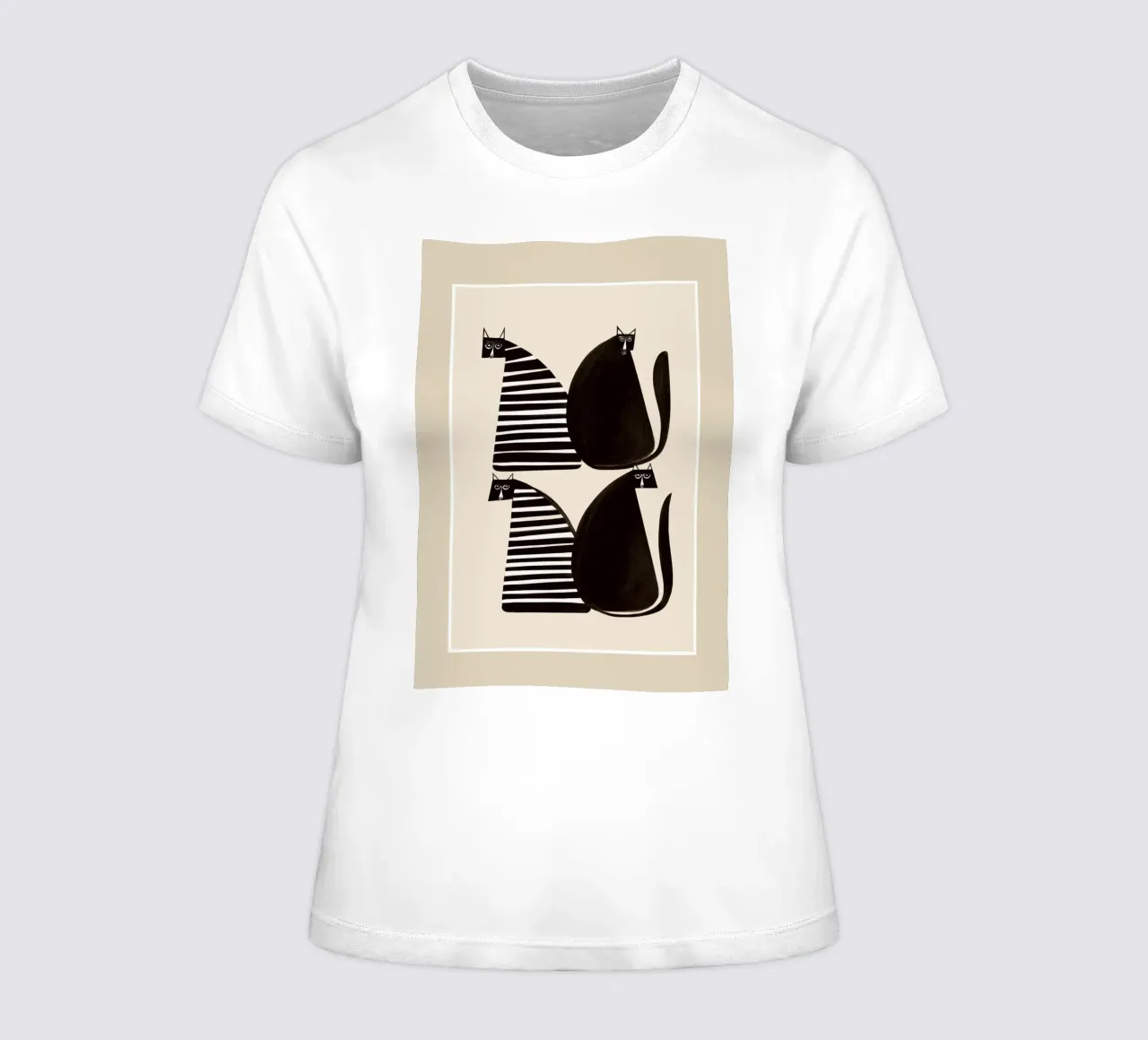 Minimalist Cats in Black and White women's fitted t-shirt by cityart