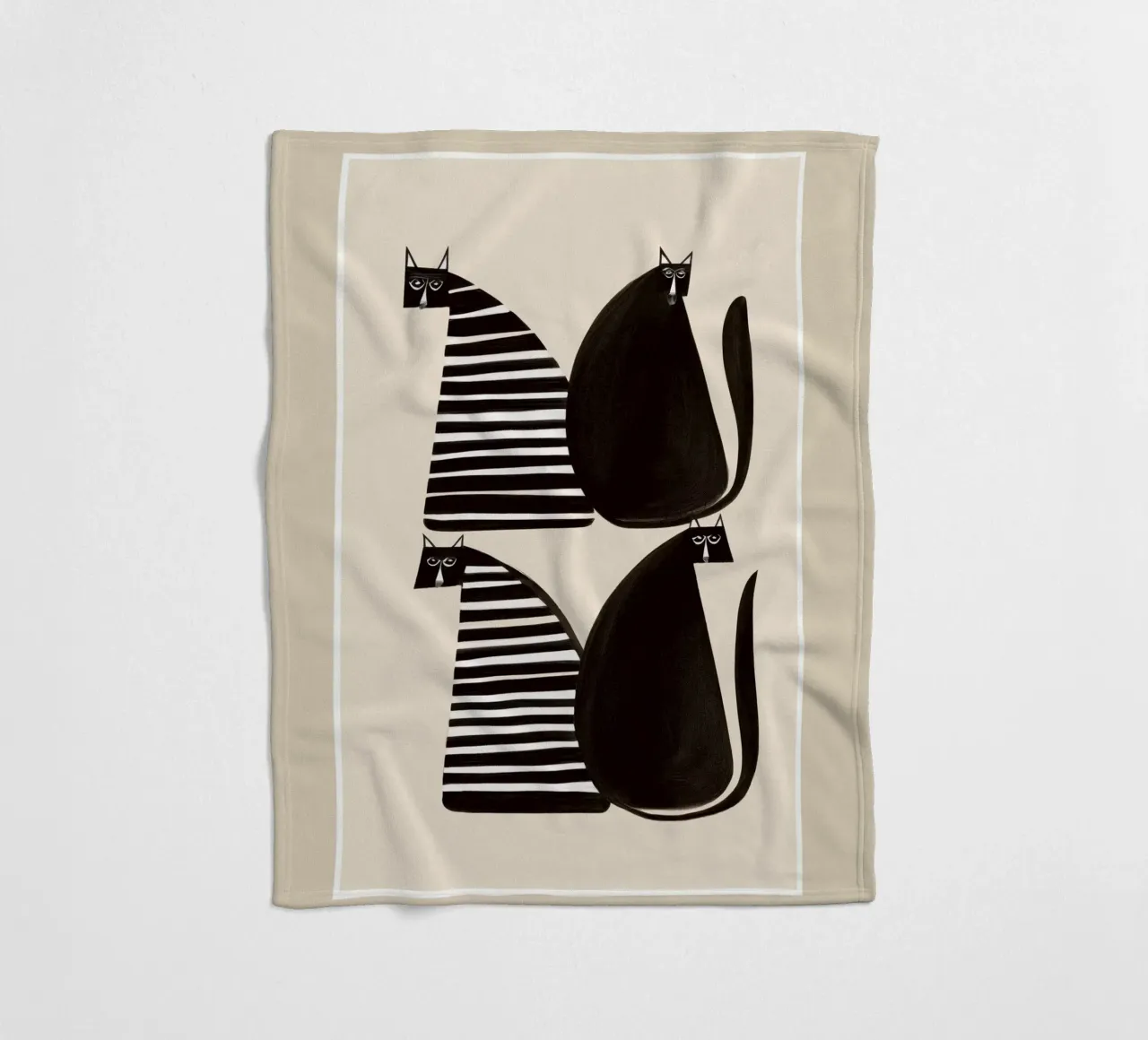 Minimalist Cats in Black and White coperta in pile da cityart