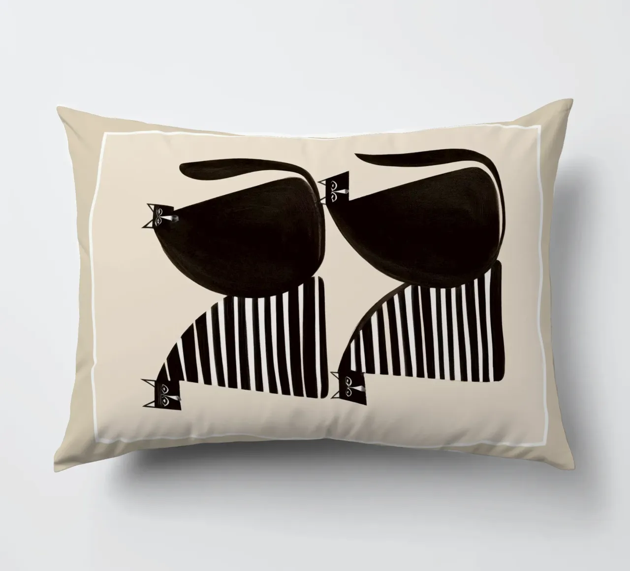 Minimalist Cats in Black and White cuscino da cityart