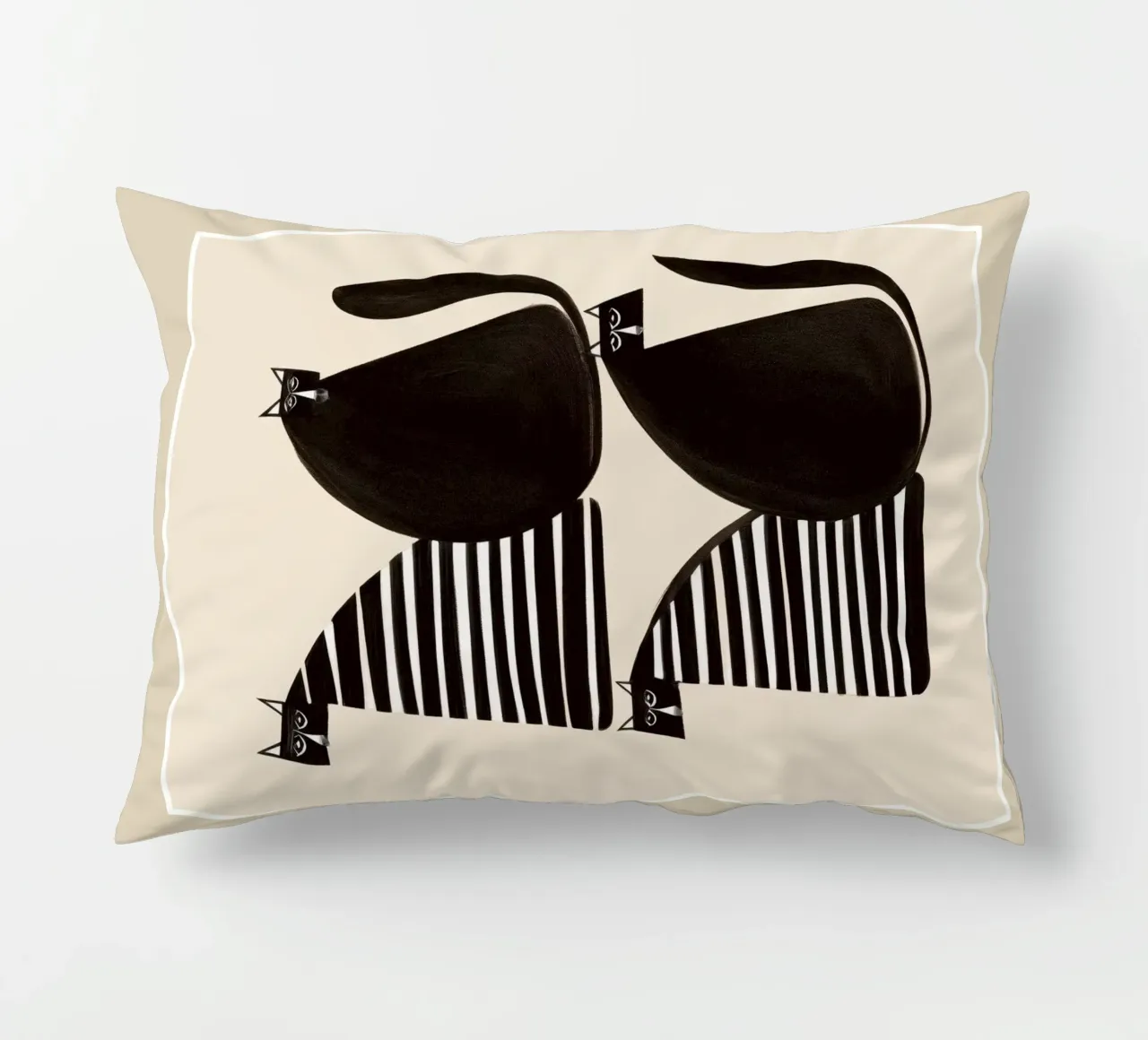 Minimalist Cats in Black and White cuscino da cityart