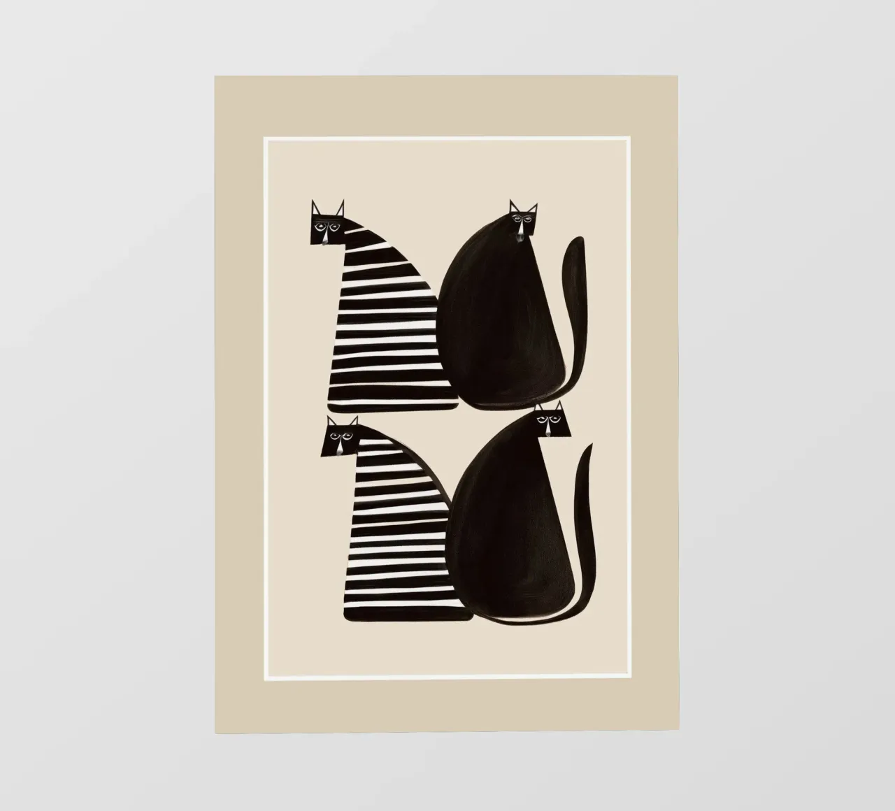 Minimalist Cats in Black and White telo in pvc da cityart